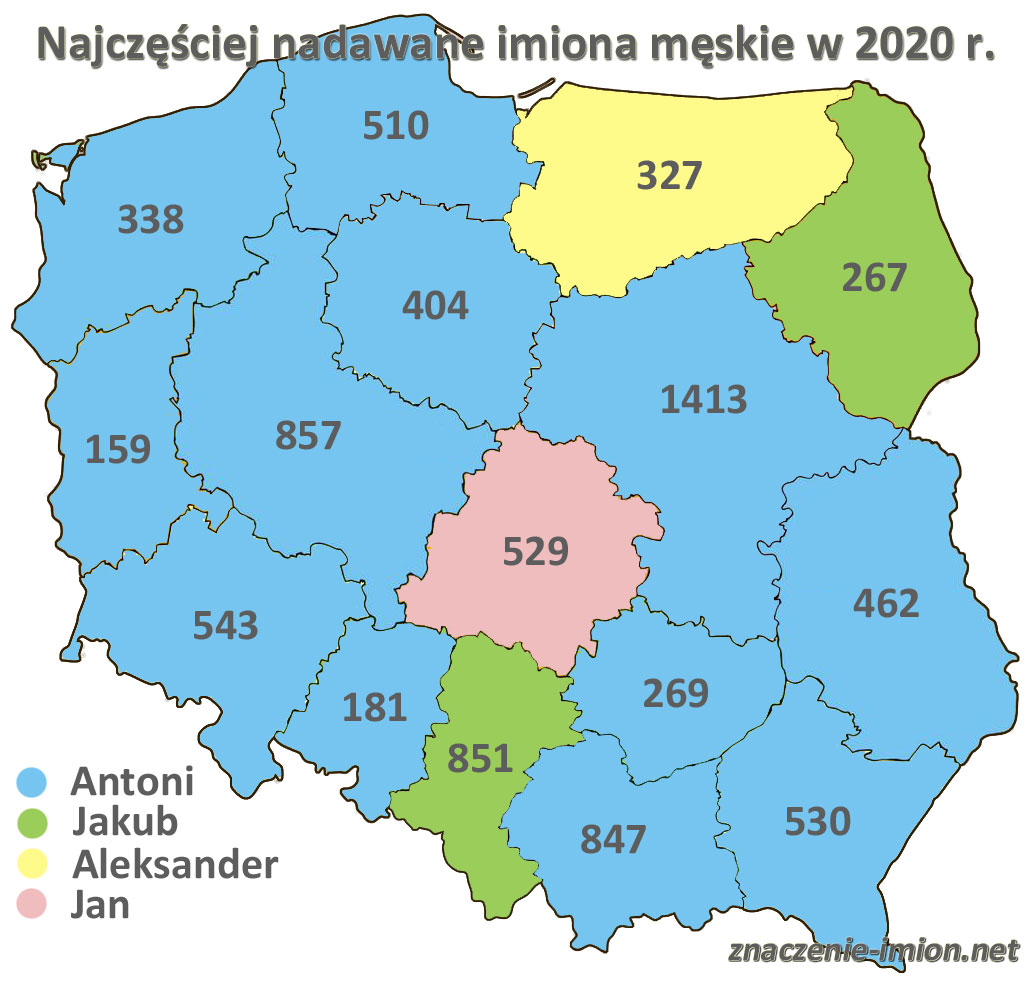 najczęściej nadawane imiona w polsce w 2020 roku